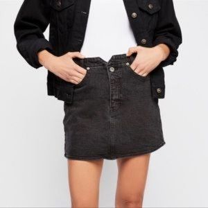 Free People | She's All That Denim Mini Skirt Black Size 28